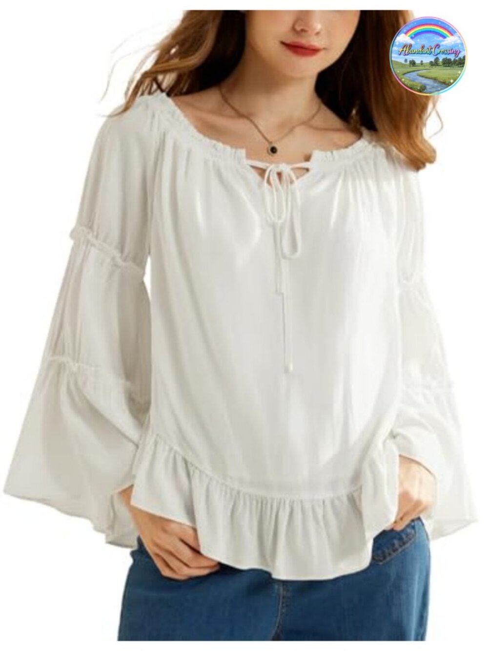 Off Shoulder Ruffle Bell Sleeve Peasant Blouse